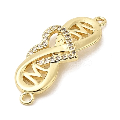 Heart Brass Micro Pave Clear Cubic Zirconia Connector Charmss KK-CJC0013-14A-G-RS-1
