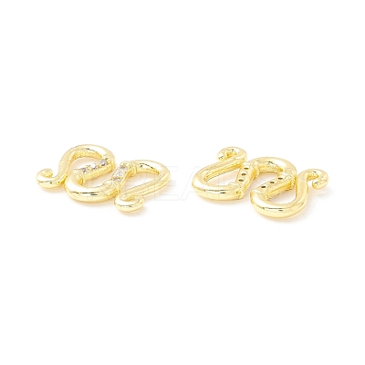 Brass Clear Cubic Zirconia S-Hook Clasps KK-E280-28G-1