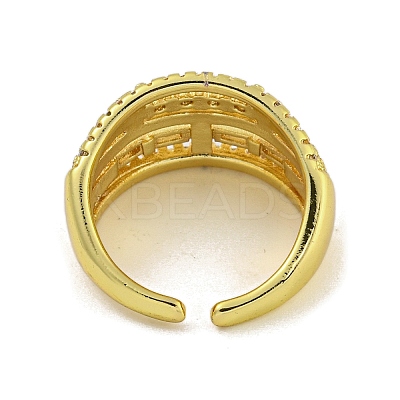 Brass Micro Pave Cubic Zirconia Cuff Rings for Women RJEW-E294-04G-01-1
