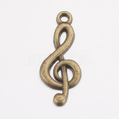 Tibetan Style Alloy Treble Clef Pendants X-TIBEP-R315-AB-FF-1
