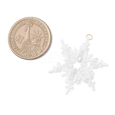 Glass Seed Beaded Snowflake Pendants PALLOY-MZ00890-02-1
