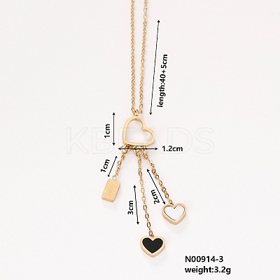 Stylish 304 Stainless Steel & Plastic Heart Tassels Pendant Necklaces II9512-3-1