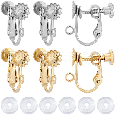 20Pcs 2 Colors 316 Surgical Stainless Steel Clip-on Earring Findings STAS-BBC0008-58A-1