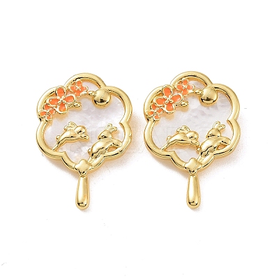 Natural Shell Brass Pendants KK-I663-17G-1