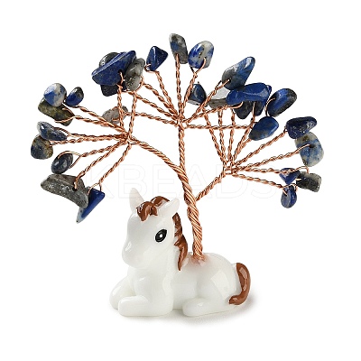 Natural Lapis Lazuli Chips Tree of Life Decorations DJEW-A017-01K-1