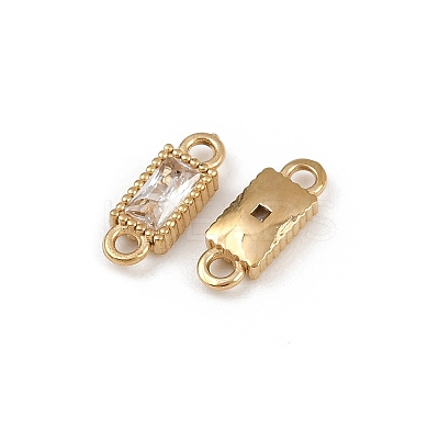 304 Stainless Steel Pave Clear Cubic Zirconia Rectangle Links Connector Charms STAS-F322-13G-1