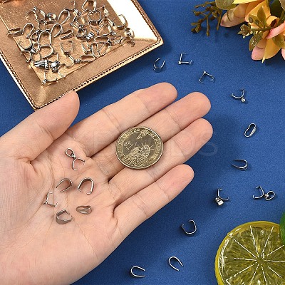 60Pcs 6 Styles 304 Stainless Steel Snap on Bails STAS-YW0002-83-1