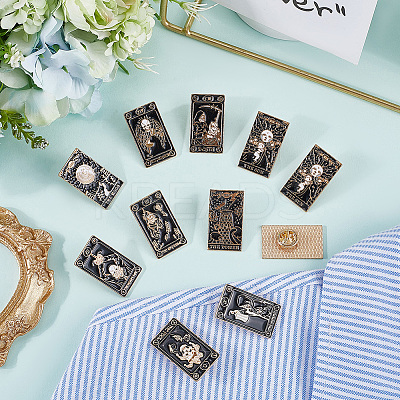 10Pcs 10 Styles Tarot Enamel Pins JEWB-SC0001-72-1
