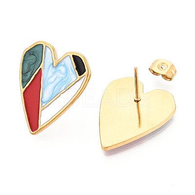 304 Stainless Steel Enamel Stud Earrings EJEW-T047-24-G-1