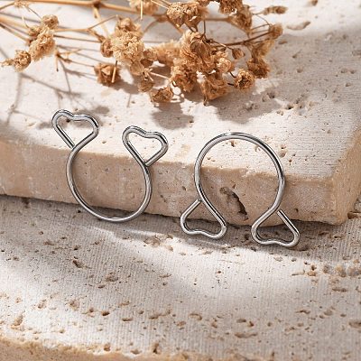 304 Stainless Steel Heart Clip on Nose Rings AJEW-A062-01A-P-1