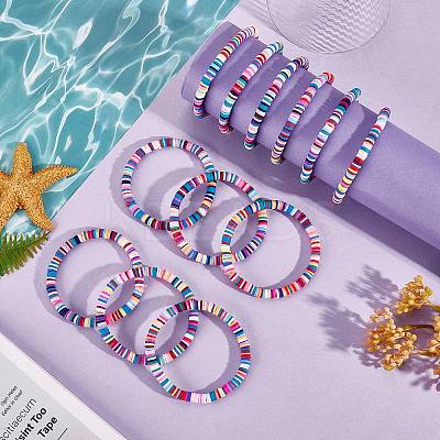 20Pcs Handmade Polymer Clay Heishi SUrfer Stretch Bracelet Set BJEW-SW00087-1
