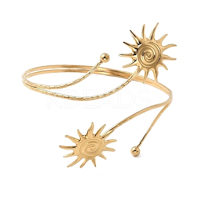 304 Stainless Steel Arm Cuff Bangles for Women BJEW-B152-01G-A-1