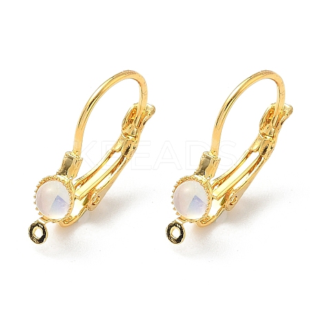 Flat Round Brass Glass Leverback Earring Findings KK-Z136-25G-1