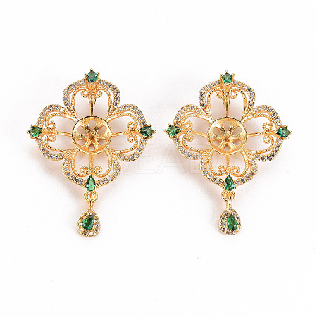 Brass Micro Pave Clear Cubic Zirconia Peg Bails Pendants KK-S356-274-NF-1