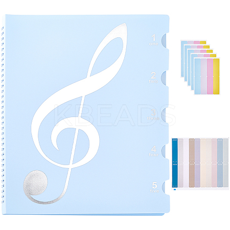 1Pc Plastic Piano Sheet Folder with 5 Sheets Paper Self-Adhesive Stickers AJEW-GF0009-44B-1