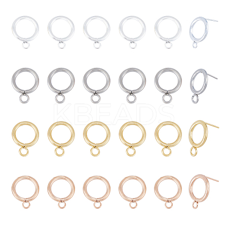 24Pcs 4 Colors 304 Stainless Steel Stud Earring Findings STAS-FH0001-64-1