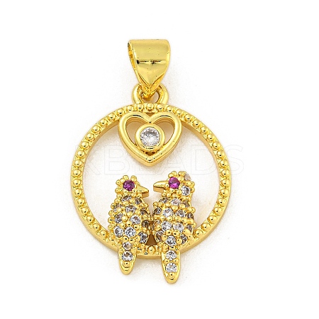Rack Plating Brass Micro Pave Cubic Zirconia Pendants KK-C074-24G-02-1