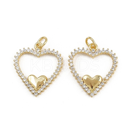 Brass Micro Pave Clear Cubic Zirconia Pendants ZIRC-I367-14G-03-1