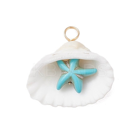 10Pcs Summer Beach Natural Shell Pendants PALLOY-JF02648-02-S-1