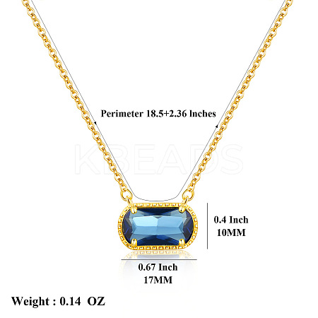304 Stainless Steel Pave Cubic Zirconia Oval Birth Stone Pendant Necklaces for Women FS-WGC2097-08-1