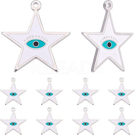 10Pcs 304 Stainless Steel Enamel Pendants STAS-NB0001-27-1
