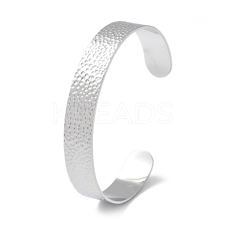 304 Stainless Steel Hammered Cuff Bangles for Women BJEW-Z078-11P-1