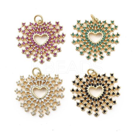 Brass Micro Pave Cubic Zirconia Pendants KK-Q006-35G-M-1
