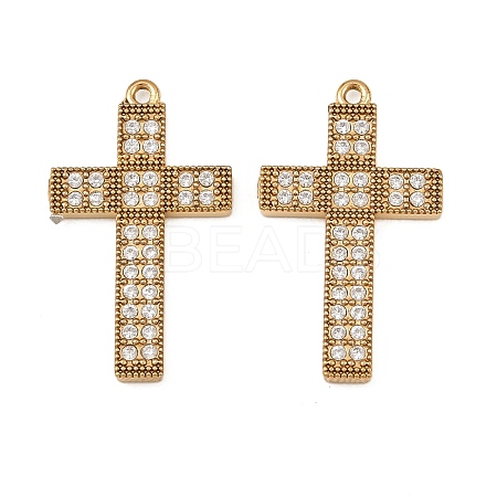 304 Stainless Steel Micro Pave Cubic Zirconia Pendants STAS-A132-04B-G-1