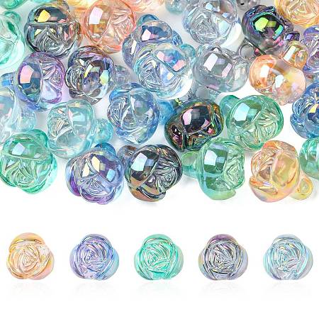 30Pcs 5 Colors Electroplate Transparent Acrylic Beads PACR-CJ0001-41-1