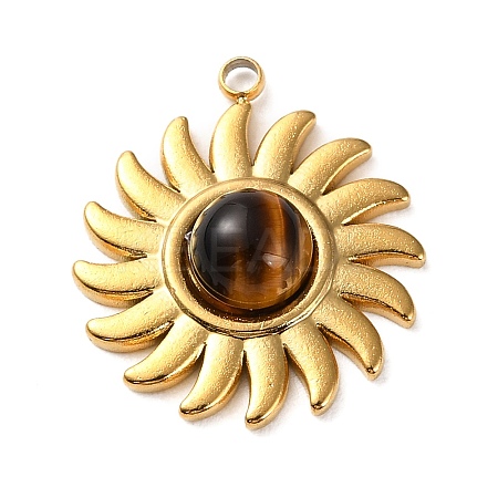 Natural Tiger Eye Sun Pendants STAS-P328-05G-01-1