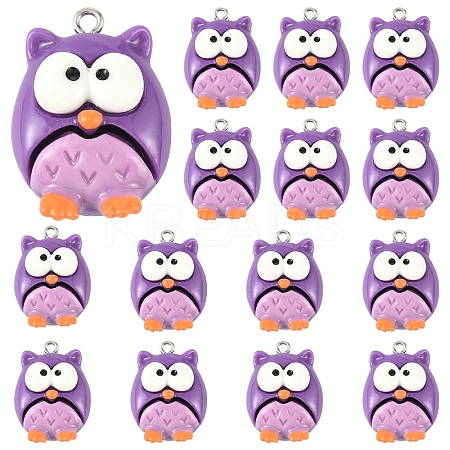 15Pcs Opaque Resin Pendants RESI-YW0005-32-1