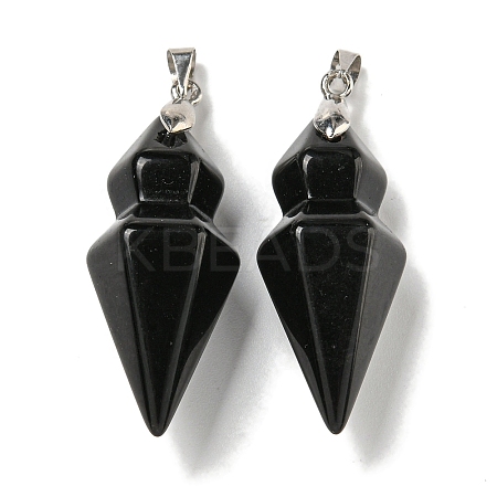 Natural Obsidian Pointed Pendants G-F766-08AS-05-1