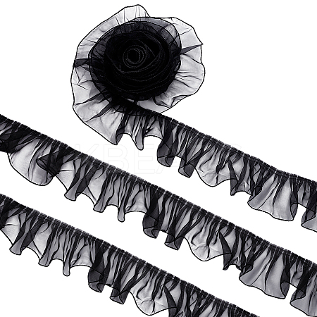 Organza Pleated Lace Ribbon OCOR-WH0097-42A-1