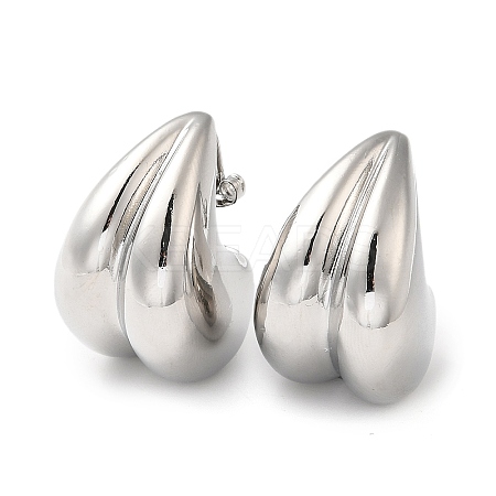 Rack Plating Brass Teardrop Stud Earrings for Women EJEW-Z019-27P-1