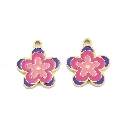 304 Stainless Steel Enamel Pendants STAS-D384-05B-G-1