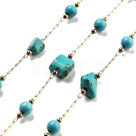 Handmade Nuggets Synthetic Turquoise Beaded Chains CHS-P019-06G-B-1