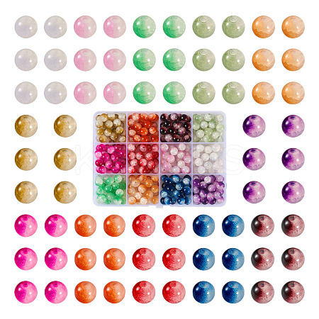 300Pcs 12 Colors Crackle Baking Paint Imitation Jade Glass Beads Set DGLA-TA0001-05-1