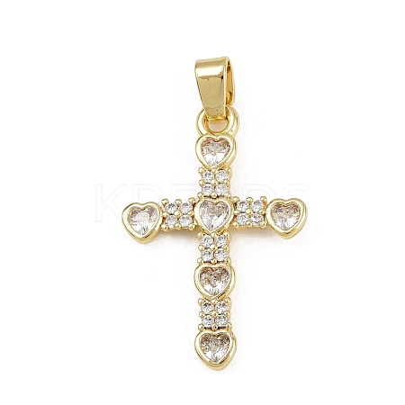 Brass Micro Pave Cubic Zirconia Pendants KK-D409-47A-G-1