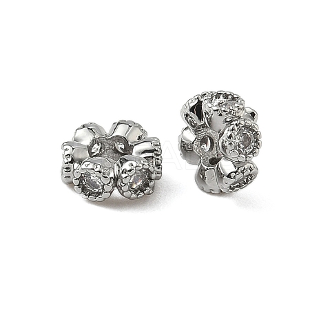Brass Micro Pave Cubic Zirconia Beads KK-S350-05P-1