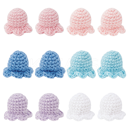 12Pcs 6 Colors Flower Shape Cotton Knitted Costume Ornament Accessories DIY-FG0005-34-1