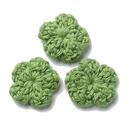 Peach Blossom Handmade Crochet Cotton Ornament Accessories AJEW-WH0326-53N-1