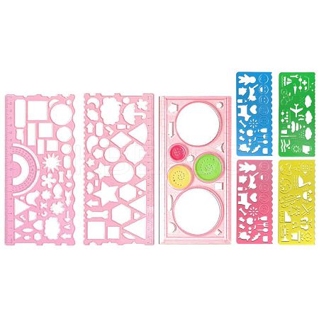 Multifunctional Plastic Geometric Drawing Ruler Set OFST-PW0005-01A-1