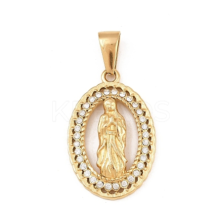 304 Stainless Steel with Rhinestone Pendants STAS-Z171-24G-01-1