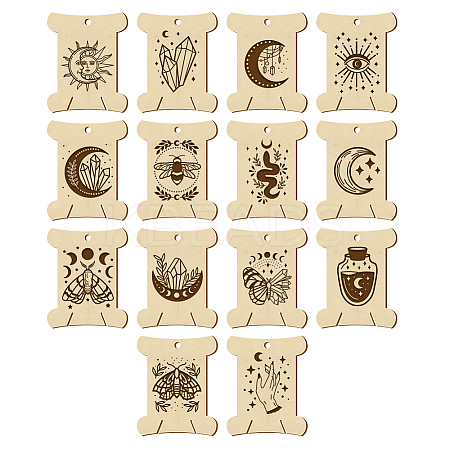 14Pcs 14 Style Plywood Thread Winding Boards WOOD-WH0060-06-1