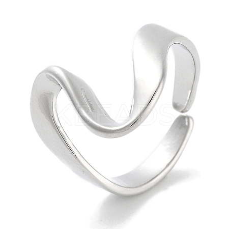 Heart Rack Plating Brass Open Cuff Rings RJEW-Z059-16P-1