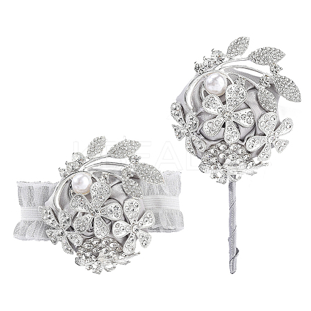 Silk Cloth Imitation Flower Corsage Boutonniere AJEW-WH0248-359-1