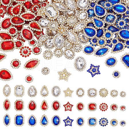 3 Bags 3 Colors Teardrop/Heart/Star Sew on Rhinestones GACR-AR0001-04-1