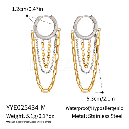304 Stainless Steel Geometric Tassel Hoop Earrings for Women LW5762-2-1