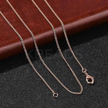 1mm Rack Plating Brass Curb Chain Necklaces for Women Men MAK-L044-26RG-1