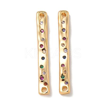 Brass Pave Colorful Cubic Zirconia Connector Charms KK-K378-13G-1